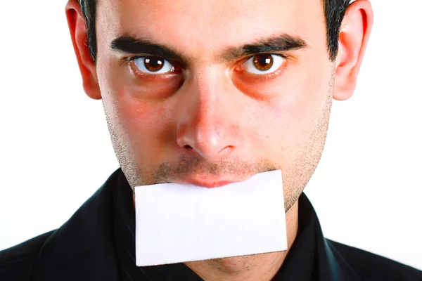 Men with message on mouth. — Stock Photo, Image