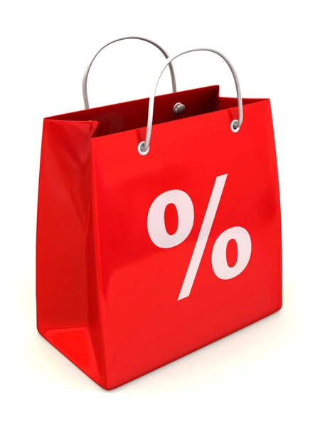 Shopping bag with percent. — Stock Photo, Image