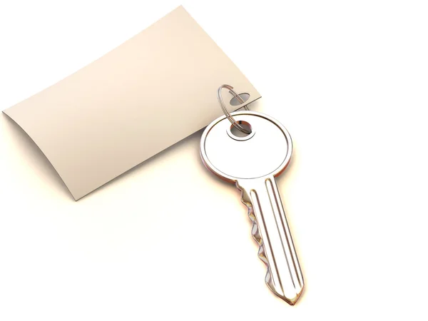 Κλειδί με σημείωμα. 3d — Φωτογραφία Αρχείου
