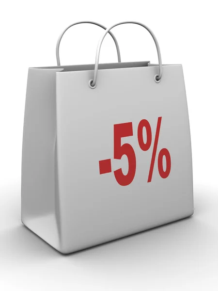 Shopping bag with percent — Stock Photo, Image