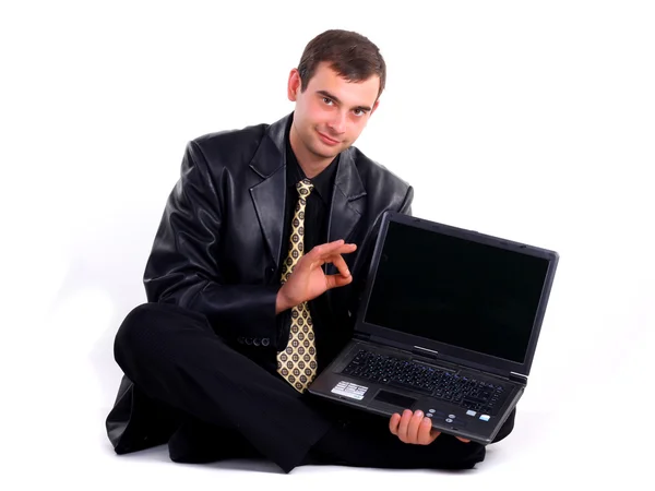 Om cu laptop — Fotografie, imagine de stoc