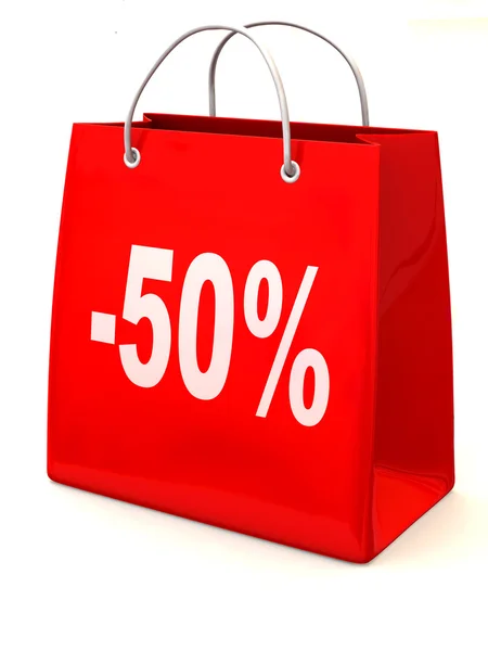 Shoppingväska med procent. 3D — Stockfoto