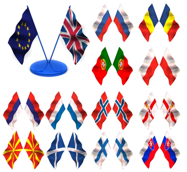 Flags. Sweden, Spain, Yugoslavia, Slovenia, Germany, Ukraine, W — Stock Photo, Image