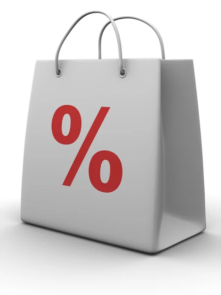 Shopping bag with percent — Stock Photo, Image