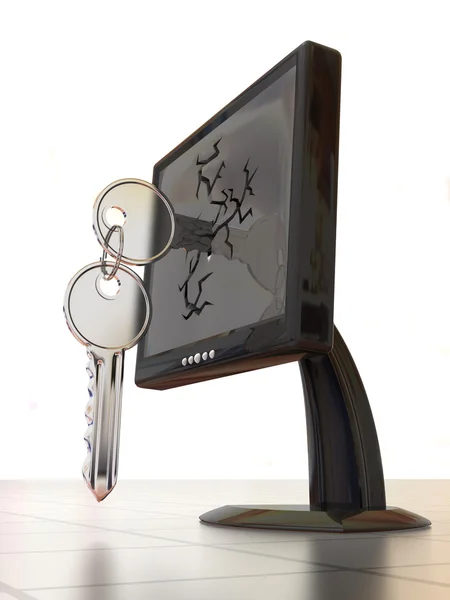Monitors with keys — Stock Photo, Image