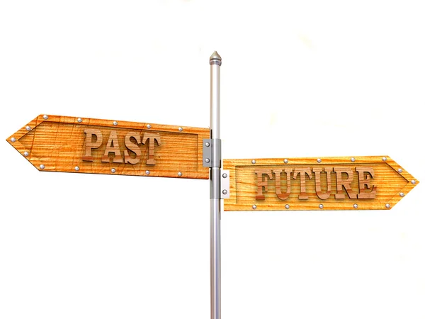 Blank arrows directions. Future and past. 3d — Stock fotografie