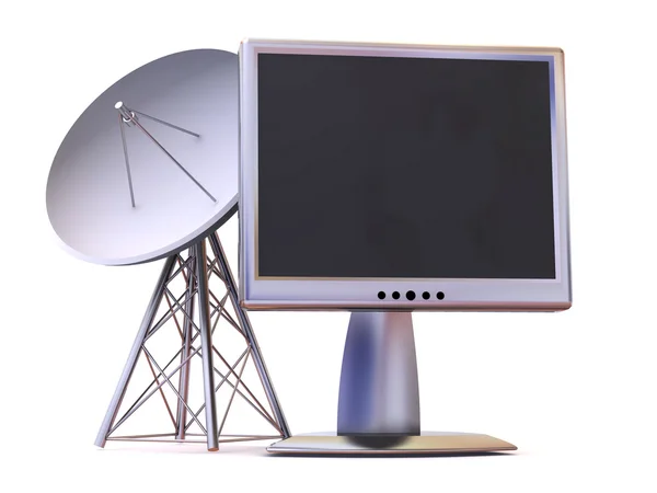 Satellite con monitor. 3d — Foto Stock