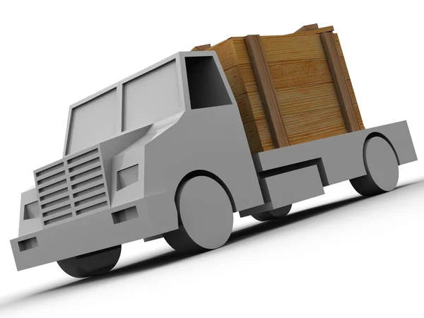 Trailer with crate. 3d — Stock Photo, Image