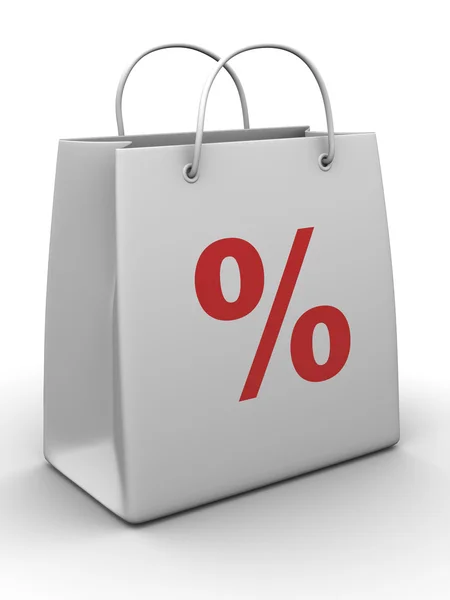 Einkaufstasche mit Prozent — Stockfoto