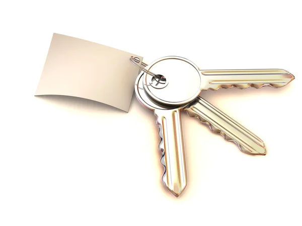 Três chaves com nota — Fotografia de Stock