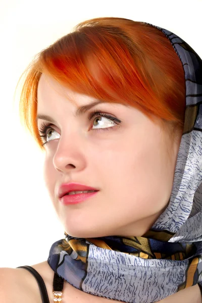 Beautiful girl in shawl — Stock Photo, Image