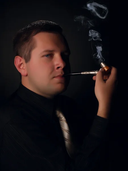 Men with tobacco-pipe — Stock Photo, Image