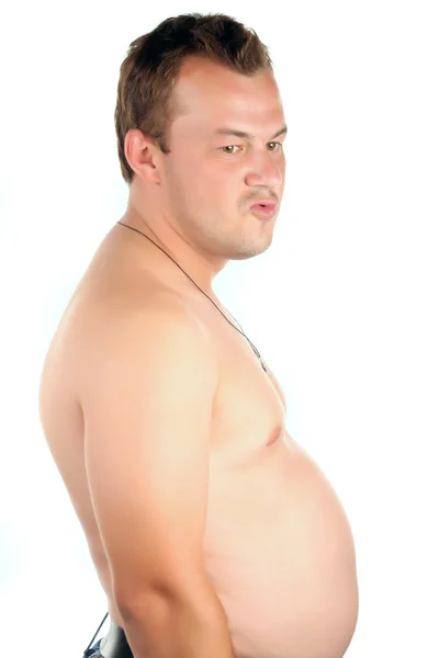 Legrační člověk. tlustý břicho. — Stock fotografie