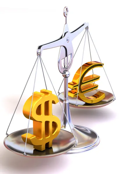 Saldo do euro e do dólar — Fotografia de Stock