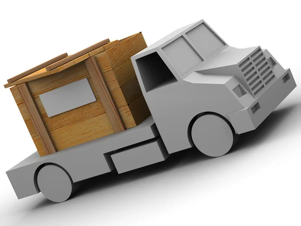 De aanhangwagen met krat. 3D — Stockfoto