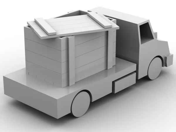 Trailer with crate — Stock Photo, Image
