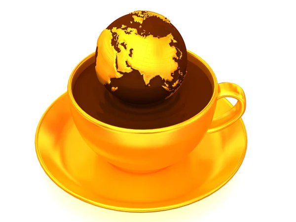 Jorden på kopp kaffe. 3D — Stockfoto