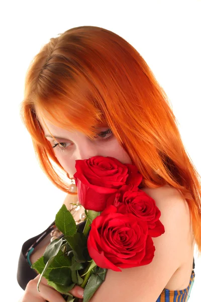 stock image Beautiful girl with roses