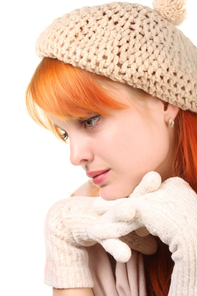 stock image Girl in gloves and hat