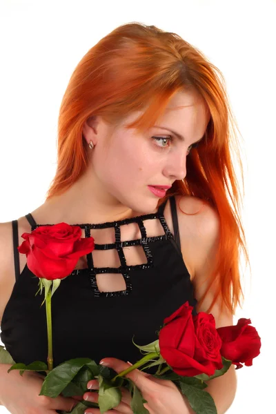 Menina bonita com rosas — Fotografia de Stock