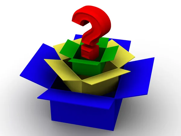 Question from boxes. 3d — Stock Photo, Image