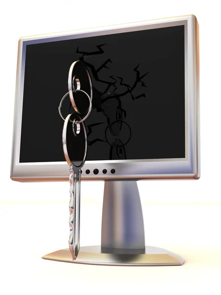 Monitors with keys. — Stock Photo, Image