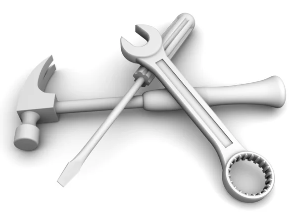 Κλειδί, κατσαβίδι, σφυρί. εργαλεία — Φωτογραφία Αρχείου