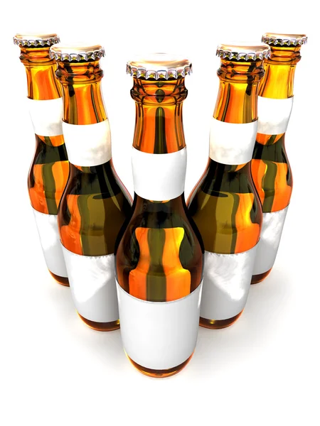 Cinco botellas de cerveza — Foto de Stock