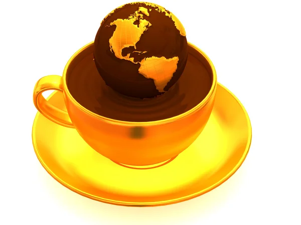 Aarde op kop van koffie — Stockfoto