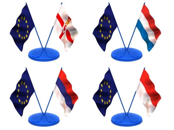 Σημαίες. ευρώ, Βόρεια Ιρλανδία, Ολλανδία, Μονακό, Μαυροβούνιο — Φωτογραφία Αρχείου