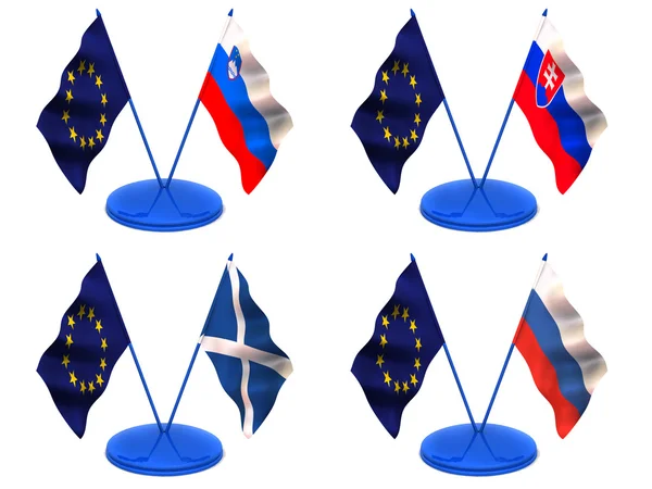 Vlaggen. euro, Schotland, Slowakije, Slovenië, Rusland — Stockfoto