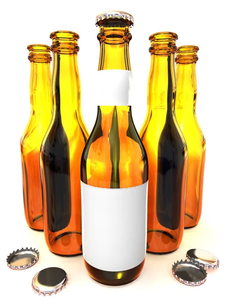Pięć botles piwa — Zdjęcie stockowe