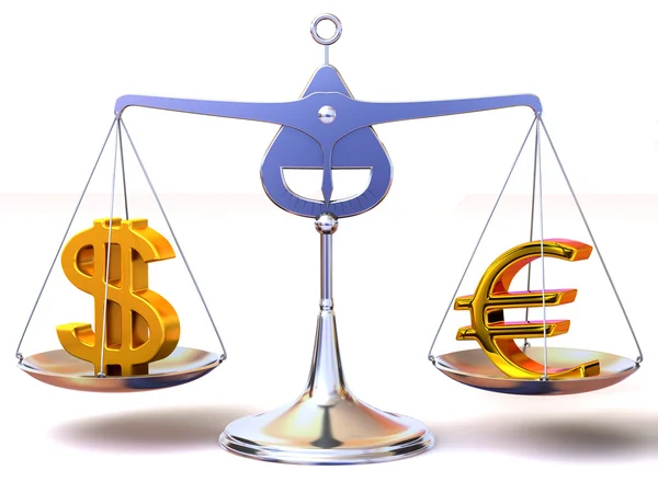 Bilans euro i Dolar. 3D — Zdjęcie stockowe