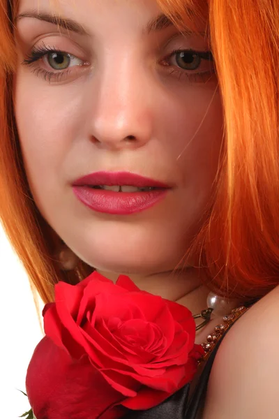 Gyönyörű lány rózsával — Stock Fotó