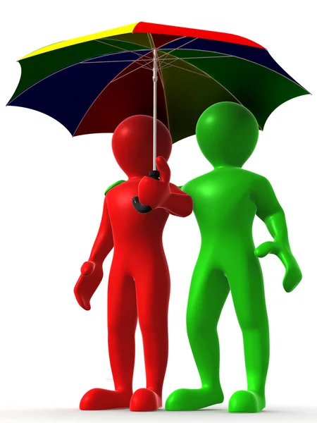 Δύο άνθρωπος με ομπρέλα — Φωτογραφία Αρχείου