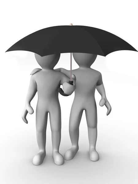 Dois homens com guarda-chuva — Fotografia de Stock