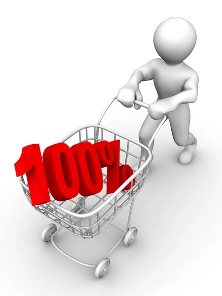 Consumer basket with 100 percent — Stock Photo, Image