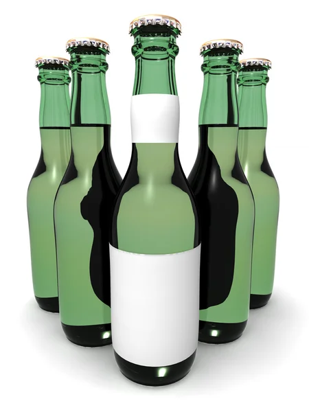 Cinco botellas de cerveza —  Fotos de Stock