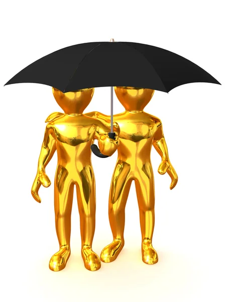 Дві людини з парасолькою — стокове фото