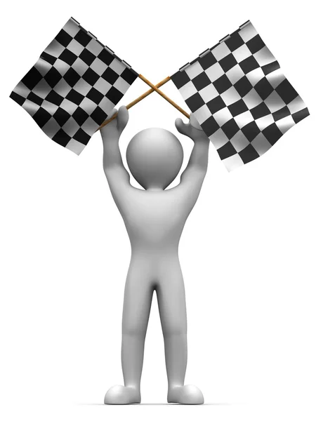 Men with checkered flags — Stock Photo, Image