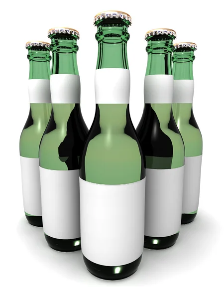 Pět botles piva — Stock fotografie