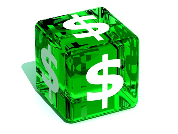 Куб с долларом — стоковое фото