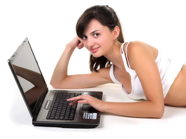 Young girl with laptop Stock Picture