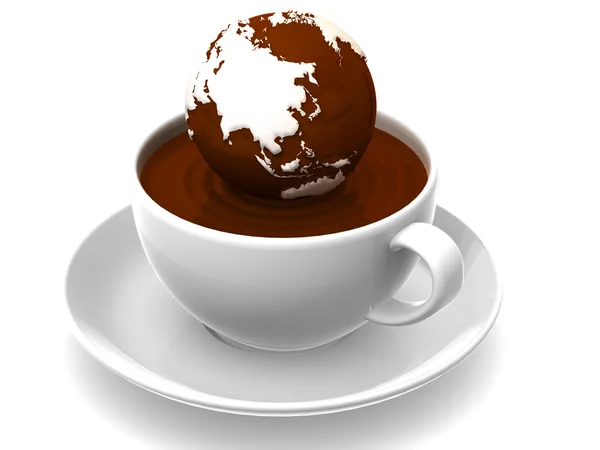 Earth on cup of coffee — Stock Photo, Image