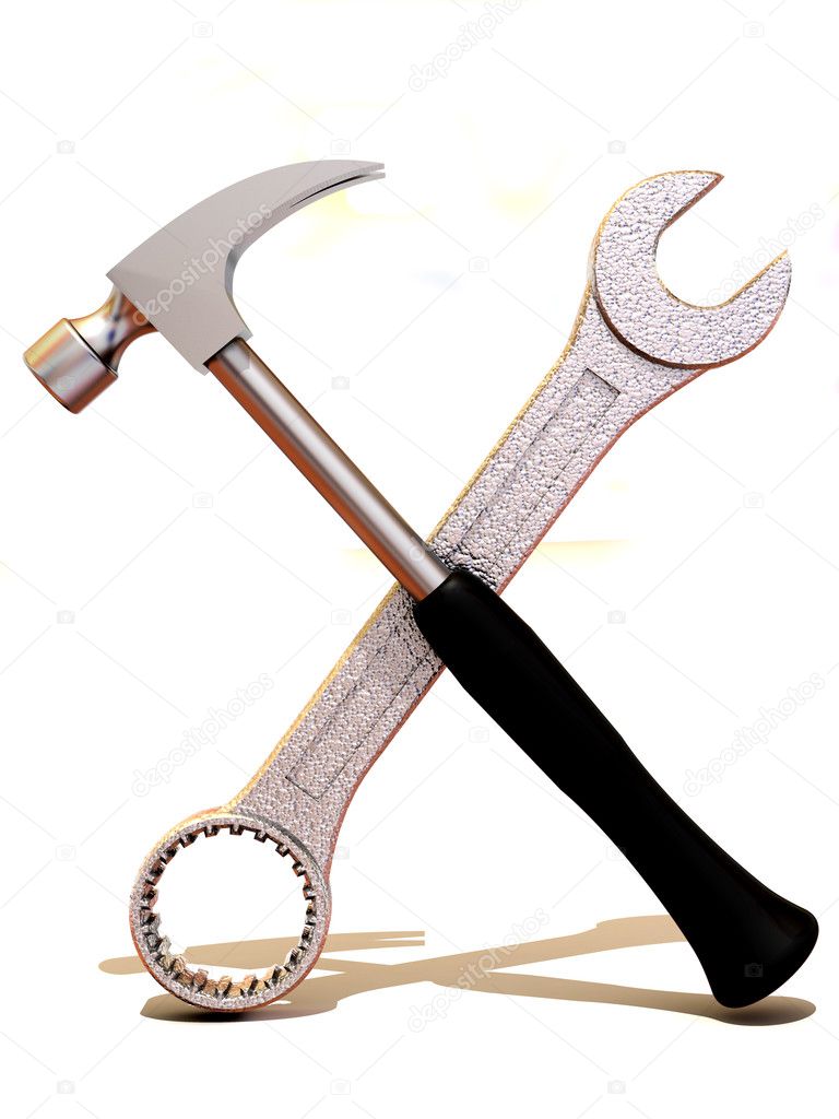 Spanner with hammer. Service — Stock Photo © maxxyustas 5081142