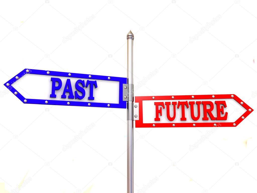 Blank arrows directions. Future and past. 3d