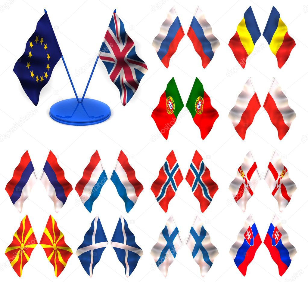 Flags. Sweden, Spain, Yugoslavia, Slovenia, Germany, Ukraine, W