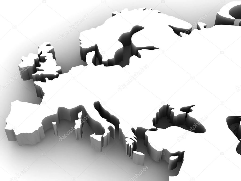 Map of Europe. 3d