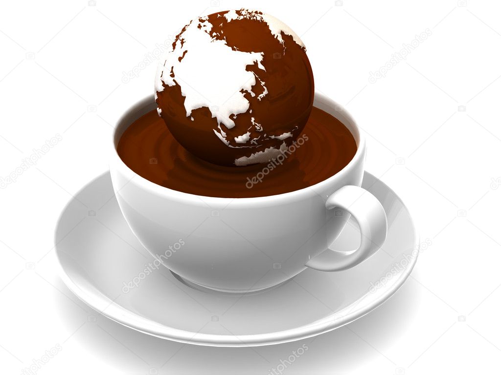 Earth on cup of coffee