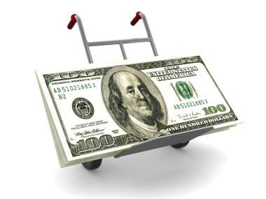 Hand Track with dollars clipart